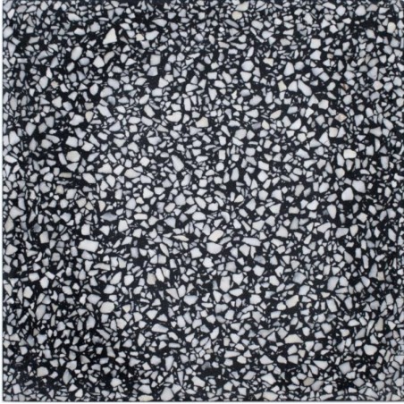 Carrelage terrazzo cimentaire noir brillant 40x40x2cm D granito noir.