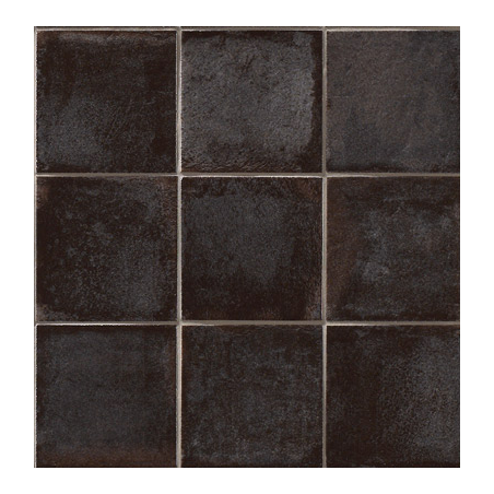 Carrelage noir brillant sol et mur hexagone 18x20.5cm, barette 7x45cm, carré 11x11cm natuctempo caviar