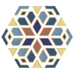Carrelage hexagone décor multicolore 25x22cm Dif kimri