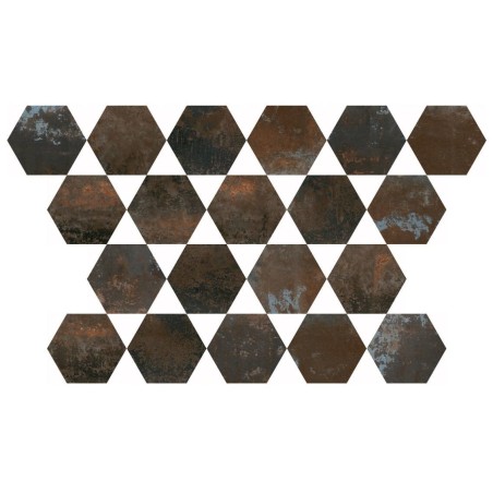 Carrelage hexagonal décoré effet métal rouillé 25x22x0.9cm, Dif polar
