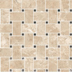 Mosaique imitation marbre poli beige et marron brillant rectifié 30x30cm sur trame mc santarete terra kry