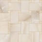 Mosaique imitation marbre poli IVOIRE brillant rectifié 30x30cm sur trame santakoya maxi rete ivory kry