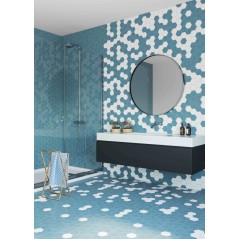 Carrelage hexagonal, petite tomette bleu mat sol et mur , 11,6x10cm D small hexagone bleu promotion