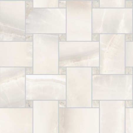 Mosaique imitation marbre poli blanc brillant rectifié 30x30cm sur trame santakoya maxi rete white kry