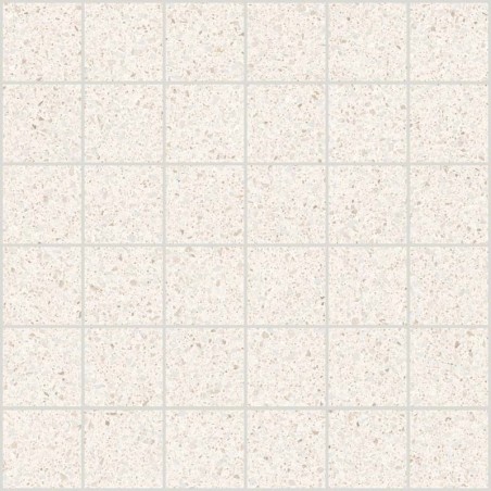 Mosaique imitation terrazzo poli blanc mat et brillant rectifié 30x30cm sur trame santanewdeco mosaico light kry