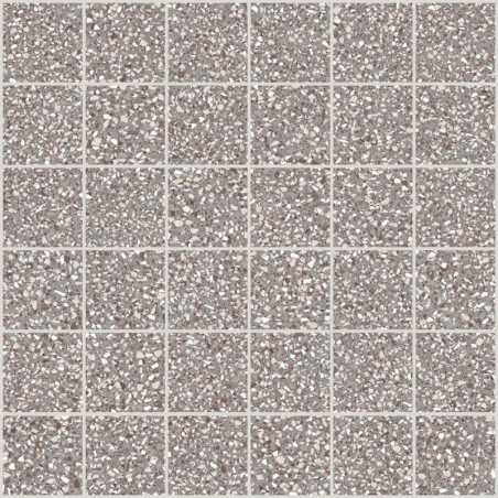 Mosaique imitation terrazzo poli gris mat et brillant rectifié 30x30cm sur trame santanewdeco mosaico grigio kry