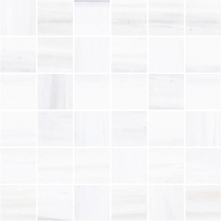 Mosaique imitation marbre blanc mat, douche, carré, santathemar bianco lasa 5x5cm sur trame 30x30cm