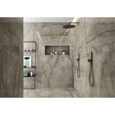 Carrelage imitation marbre poli brillant taupe rectifié, 75X75cm et 120x120cm geoxsonante tortora