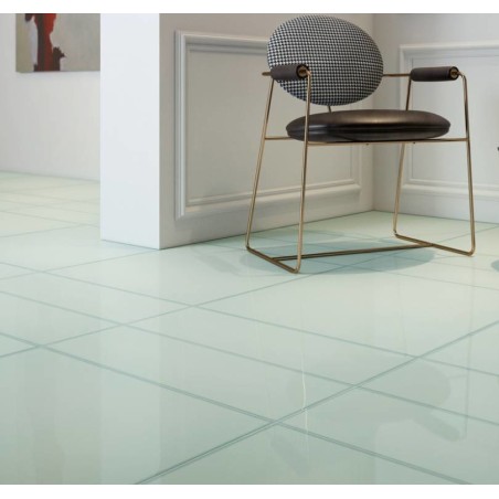 Carrelage imitation verre translucide vert brillant 60x60cm inrayable refvetri acqua