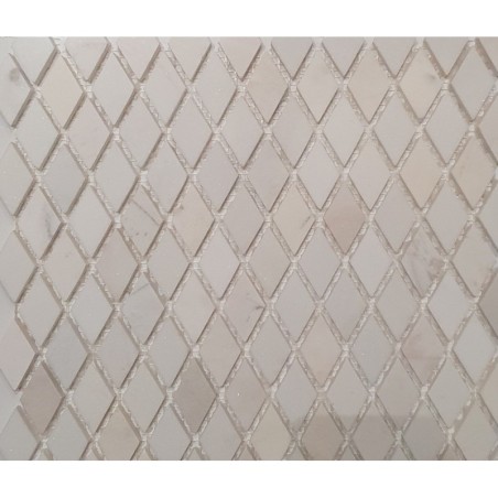 Mosaique triangle marbre blanc poli brillant sur trame 39.2x32cm mox diamond blanc