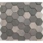 Mini tomette hexagonale marbre gris nuancé mat sur trame salle de bain cuisine 28.5x31.5cm mox kubu