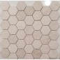 Mini tomette hexagonale marbre ivoire sur trame salle de bain cuisine 28.5x31.5cm mox ivory