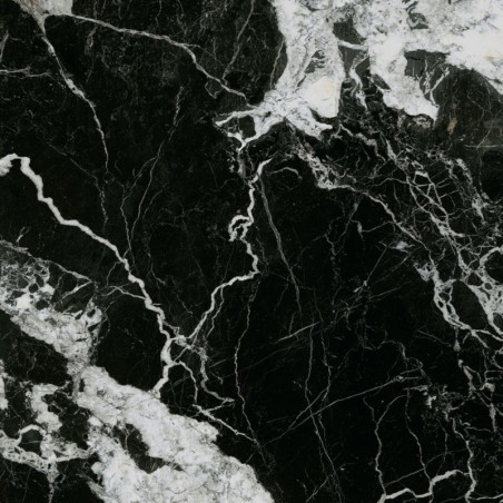 Carrelage imitation marbre noir et blanc brillant rectifié 60x60cm Géoxekali