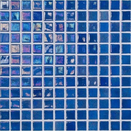 Emaux de verre bleu  irisé métallisé piscine mosaique salle de bain iridis 24  2.5x2.5 cm
