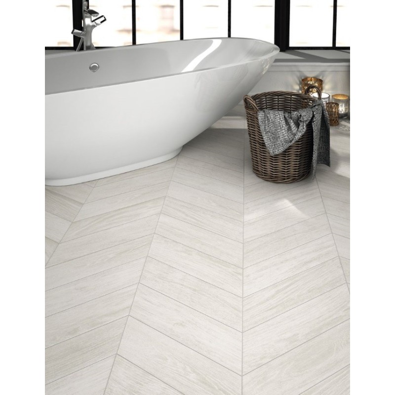 Carrelage imitation parquet moderne chevron gris clair 70x40cm realdiamond timber ash chevron