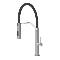 Mitigeur évier design avec douchette extractible à 2 jets en ABS F7047/1 chromé, noir mat, blanc mat et nickel brossé