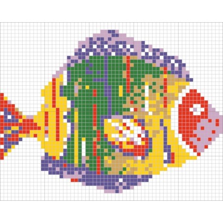 Décor en emaux de verre pour piscine: petit poisson multicouleur 158x126.4cm