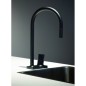 Mitigeur évier blanc mat, noir mat et chromé robinet contemporain avec douchette extractible en laiton 2 jets F7028