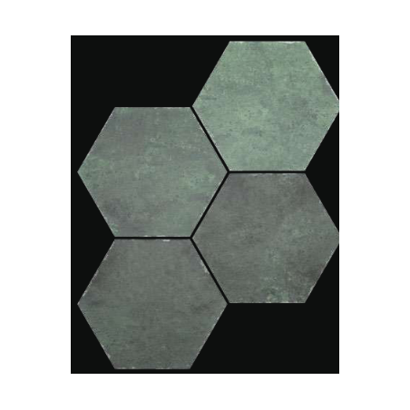Carrelage hexagone tomette imitation beton vert dénuancé mat 23x27cm,  duresix saona esmeralda