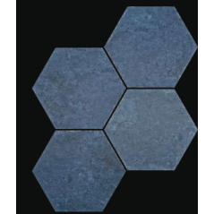 Carrelage hexagone imitation beton bleu dénuancé mat, sol et mur, 23x27cm, duresix saona azul antidérapant R10