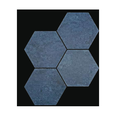 Carrelage hexagone imitation beton bleu dénuancé mat, sol et mur, 23x27cm, duresix saona azul antidérapant R10