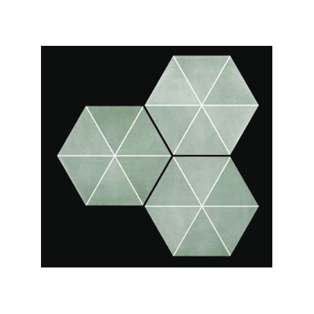 Carrelage hexagone tomette décor vert d'eau mat 23x27cm,  duresix capri acqua