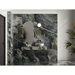 Carrelage imitation marbre noir gris et blanc poli brillant rectifié 60x120cm, apegdedalus