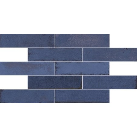 Carrelage imitation vieille brique bleu brillant pour le mur 7x28cm apegmurus ocean