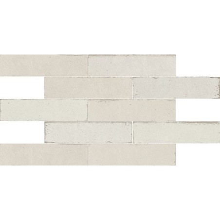 Carrelage imitation vieille brique blanc brillant nuancé pour le mur 7x28cm apegmurus nix