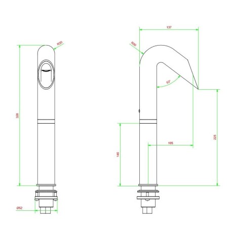 mitigeur lavabo réhaussé contemporain design onlyone 202 chromé 00202R