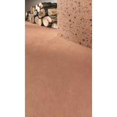 Carrelage imitation terrazzo terre cuite sur fond rose rectifié 60x60cm et 120x120cm apecoccio coral