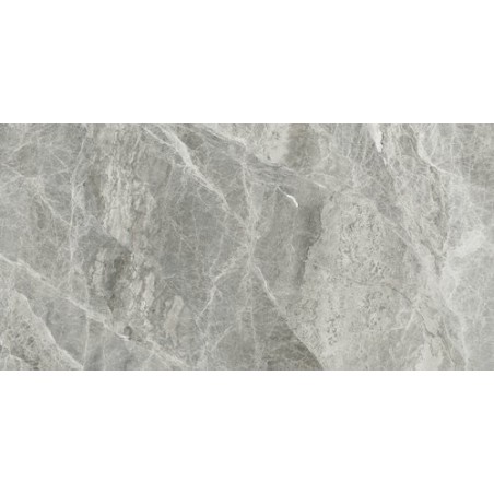 Carrelage imitation marbre gris poli brillant rectifié 60x120cm, apeg silver grey
