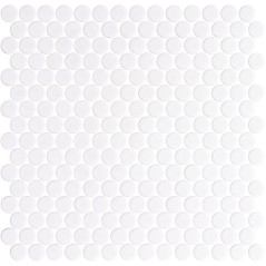 Emaux de verre rond blanc mat et brillant d:19mm sur plaque de 28.5x28.5cm sol et mur onipenny white