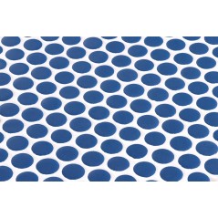 Emaux de verre rond bleu mat d:19mm sur plaque de 28.5x28.5cm sol et mur onipenny deep blue mat