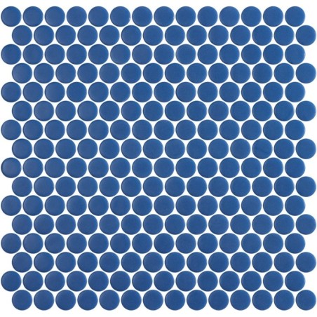 Emaux de verre rond bleu mat d:19mm sur plaque de 28.5x28.5cm sol et mur onxpenny deep blue mat