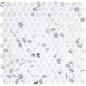 Emaux de verre rond imitation marbre blanc et noir mat d:19mm sur plaque de 28.5x28.5cm sol et mur onxpenny fosco mat