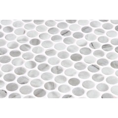 Emaux de verre rond imitation marbre gris mat d:19mm sur plaque de 28.5x28.5cm sol et mur onxpenny inverno grey mat