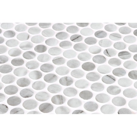 Emaux de verre rond imitation marbre gris mat d:19mm sur plaque de 28.5x28.5cm sol et mur onxpenny inverno grey mat