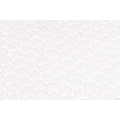 Emaux de verre rond melange blanc mat et brillant d:19mm sur plaque de 28.5x28.5cm sol et mur onipenny white mat shiny