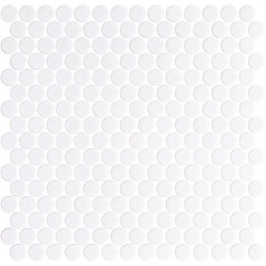 Emaux de verre rond melange blanc mat et brillant d:19mm sur plaque de 28.5x28.5cm sol et mur onipenny white mat shiny