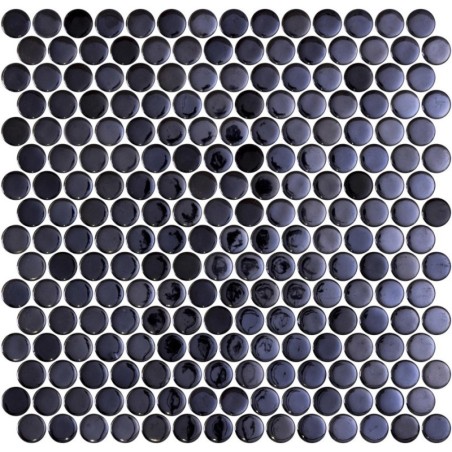 Emaux de verre rond opale noir brillant d:19mm sur plaque de 28.5x28.5cm onxpenny opalo black