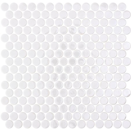 Emaux de verre rond opale blanc brillant d:19mm sur plaque de 28.5x28.5cm onxpenny opalo white