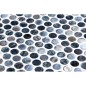 Emaux de verre rond mélange de gris et bleu irridisé brillant d:19mm sur plaque de 28.5x28.5cm onxpenny arrecife iridis grey