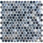 Emaux de verre rond mélange de gris et bleu irridisé brillant d:19mm sur plaque de 28.5x28.5cm onxpenny arrecife iridis grey