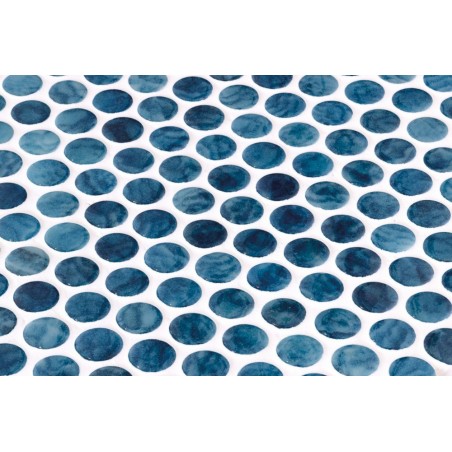 Emaux de verre rond mélange de bleu brillant d:19mm sur plaque de 28.5x28.5cm onxpenny arrecife blue
