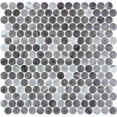 Emaux de verre rond mélange de gris clair brillant d:19mm sur plaque de 28.5x28.5cm onipenny storm