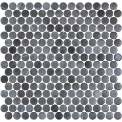 Emaux de verre rond mélange de gris cfoncé brillant d:19mm sur plaque de 28.5x28.5cm onipenny nordic stone