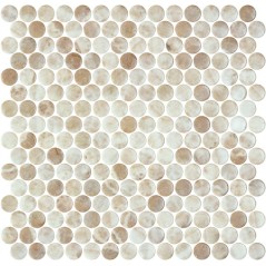 Emaux de verre rond mélange de beige brillant d:19mm sur plaque de 28.5x28.5cm onipenny kara beige