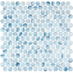 Emaux de verre rond mélange de bleu clair brillant d:19mm sur plaque de 28.5x28.5cm onxpenny maureen