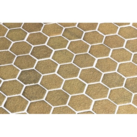Emaux de verre hexagonnal or doré mat sur plaque de 30.1x29cm onistoneglass gold